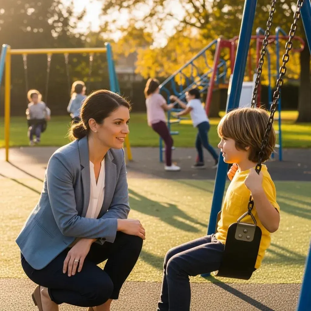 Private investigator engaging with a child during custody investigations