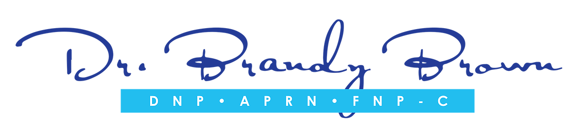 A handwritten logo for dr. brandy brown on a white background