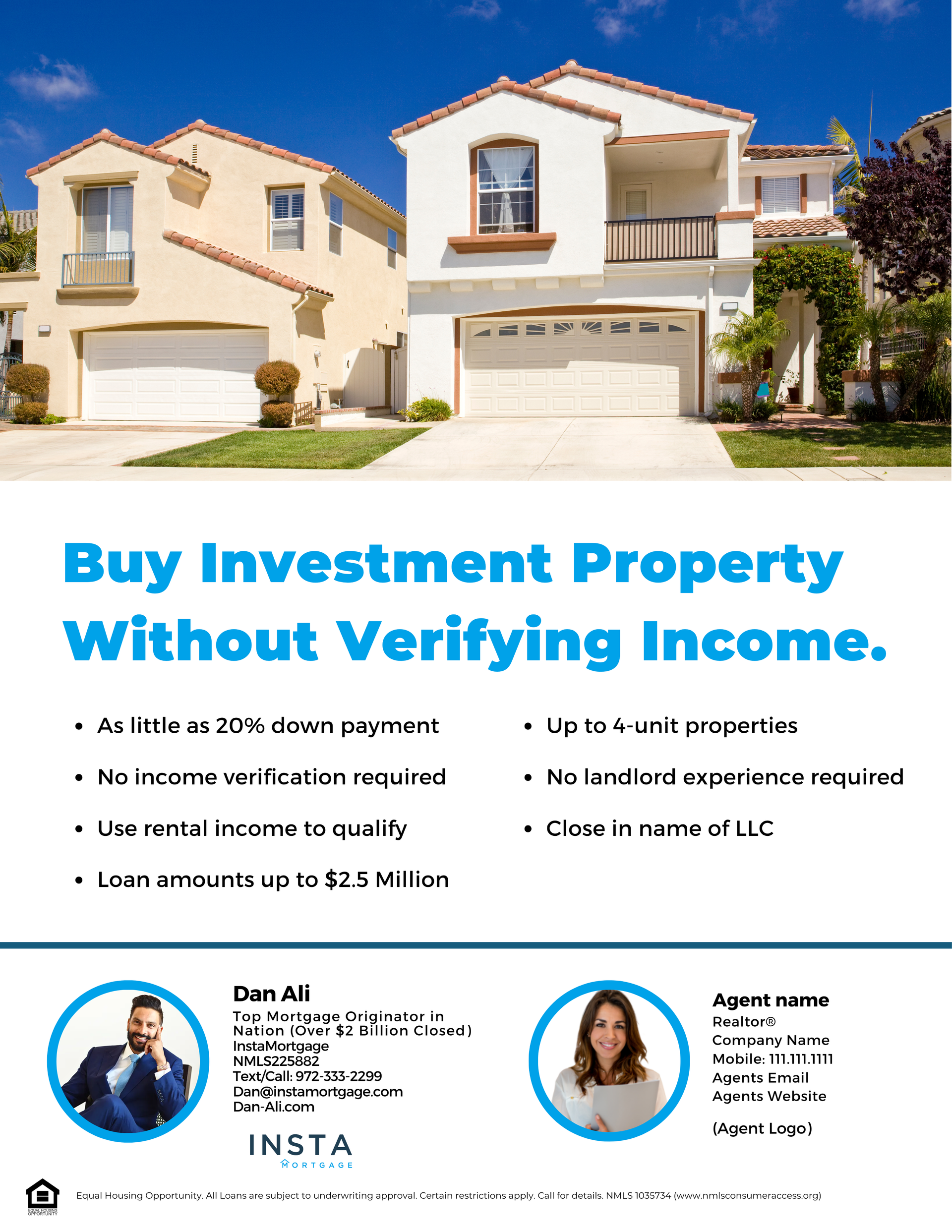 A poster that says `` buy investment property without verifying income ''