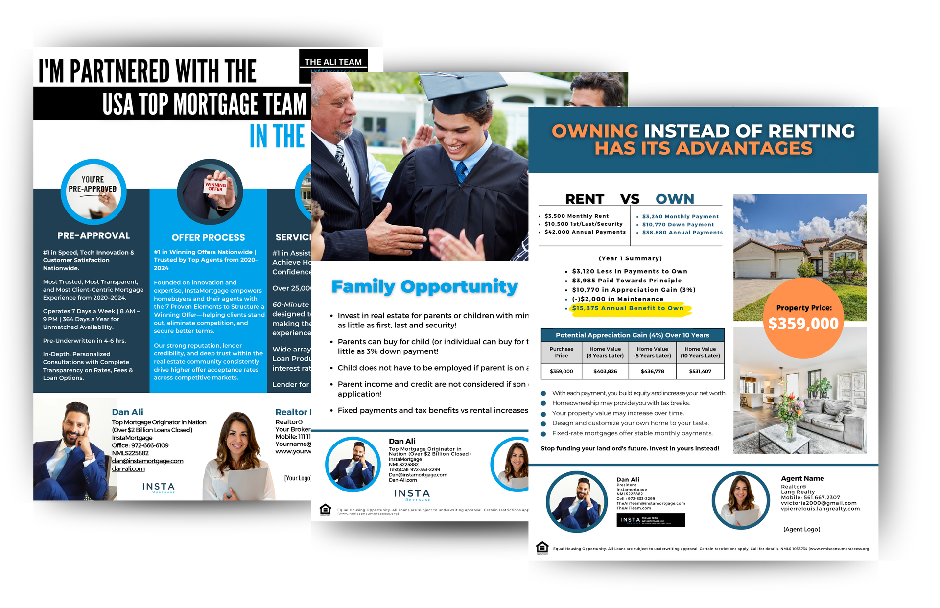 A group of brochures are sitting on top of each other on a white surface.