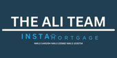 The ali team instamortgage logo on a blue background