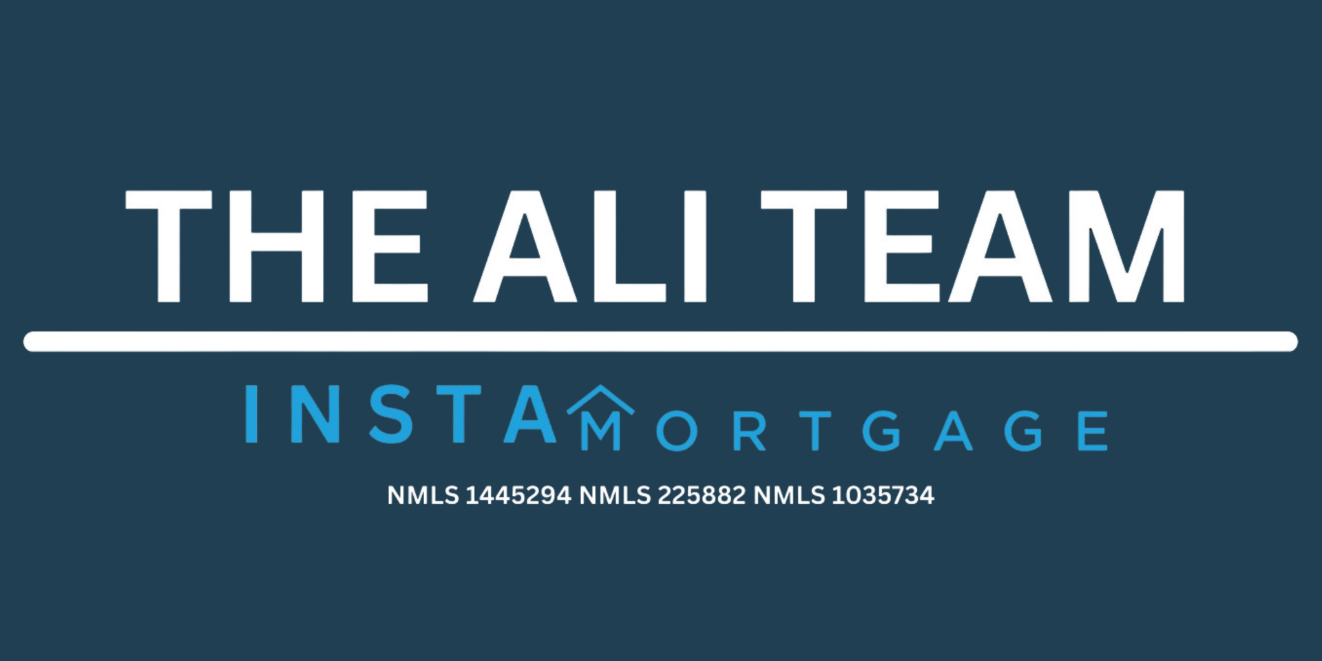 The ali team instamortgage logo on a blue background
