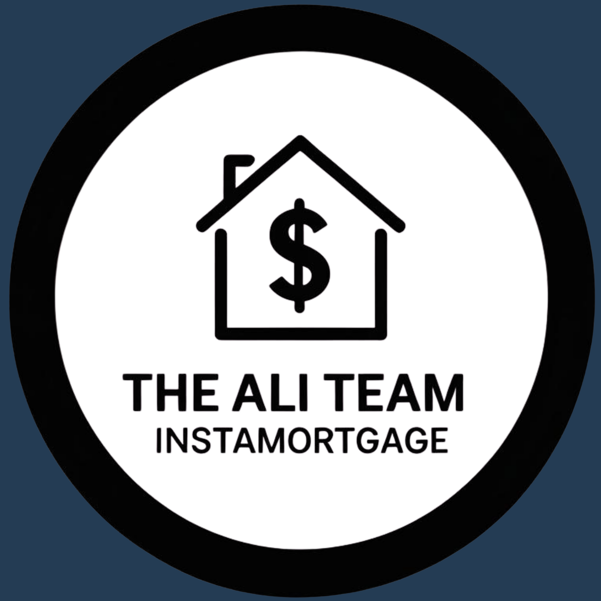 The ali team instamortgage logo on a blue background
