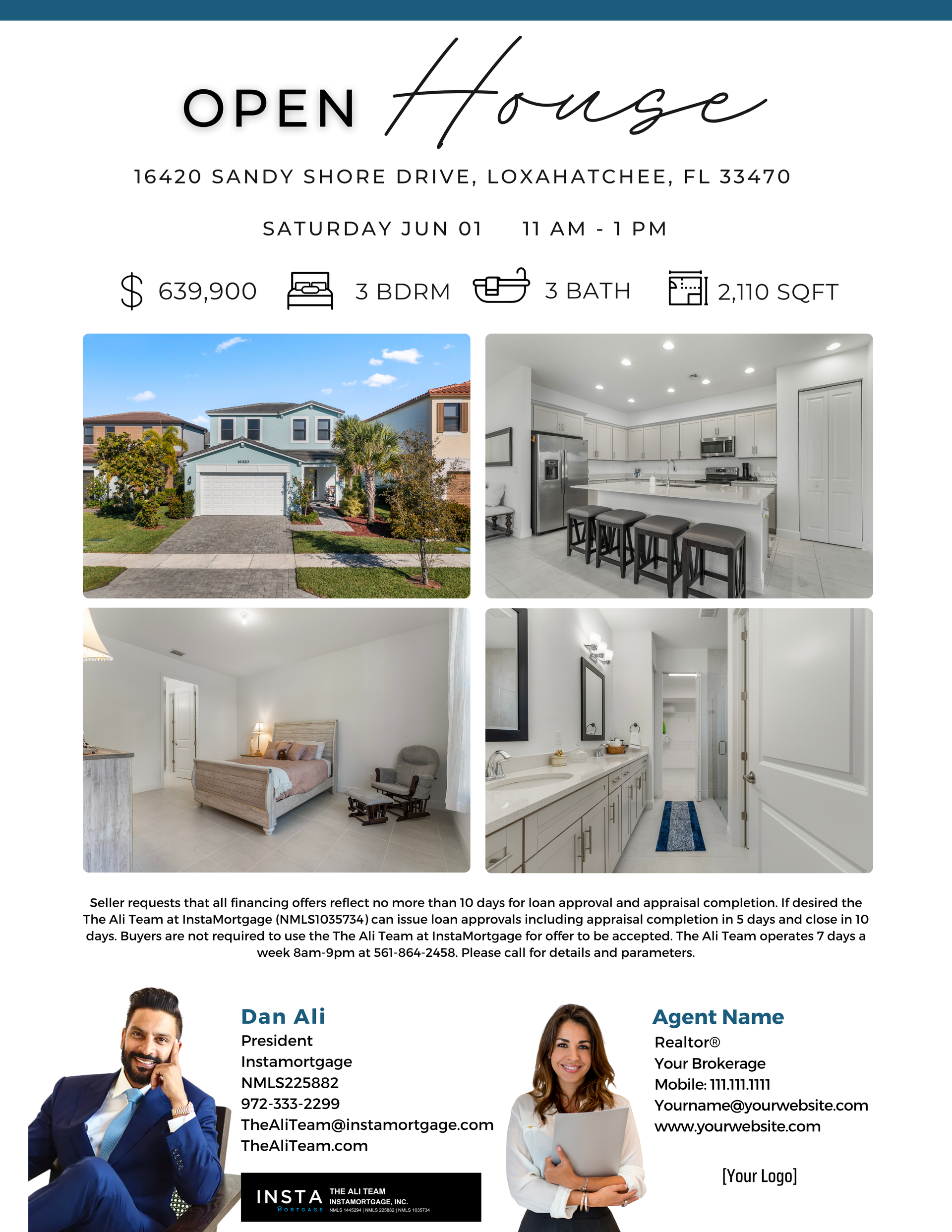 A real estate flyer for a house for sale.