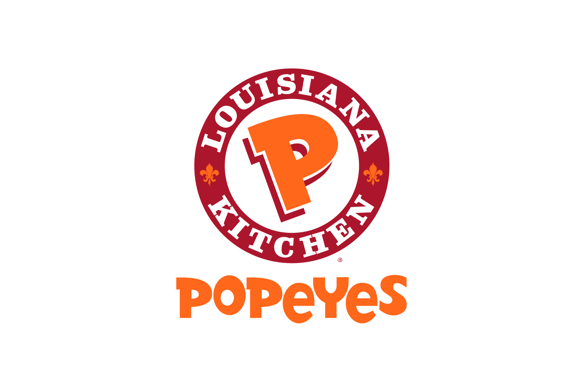 A logo for louisiana kitchen popeyes on a white background