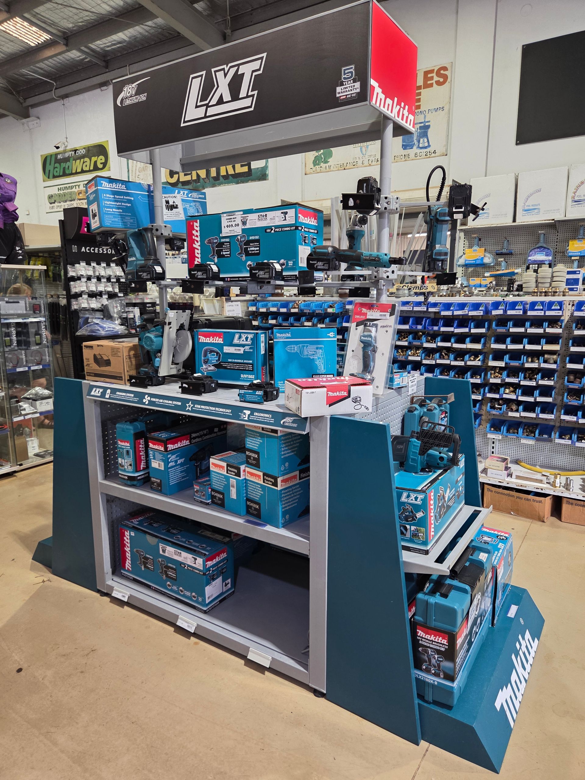Retail Display Rack Stocked With Assorted Makita Power Tool Accessories — Humpty Doo Hardware in Humpty Doo, NT