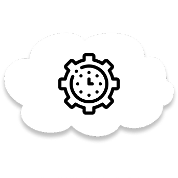 Clock icon inside of a cloud.