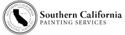The logo for southern california painting services is black and white.