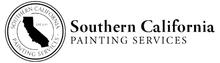 The logo for southern california painting services is black and white.