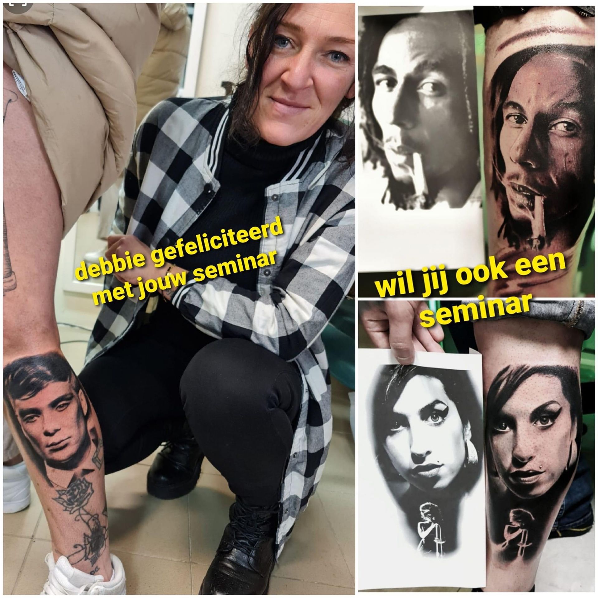 Woman with tattoos; text says 