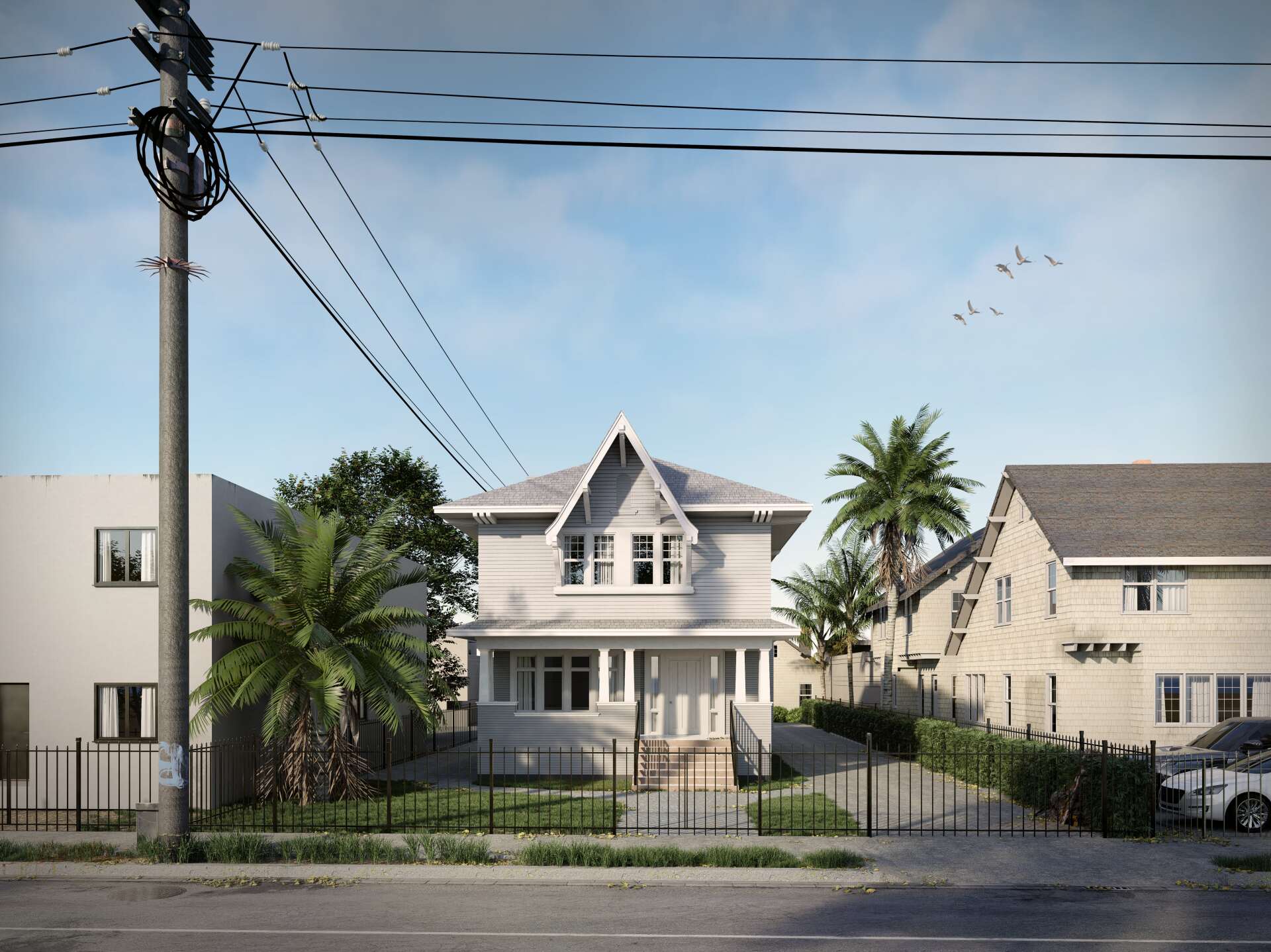 this image shows the houses with blue and grey background