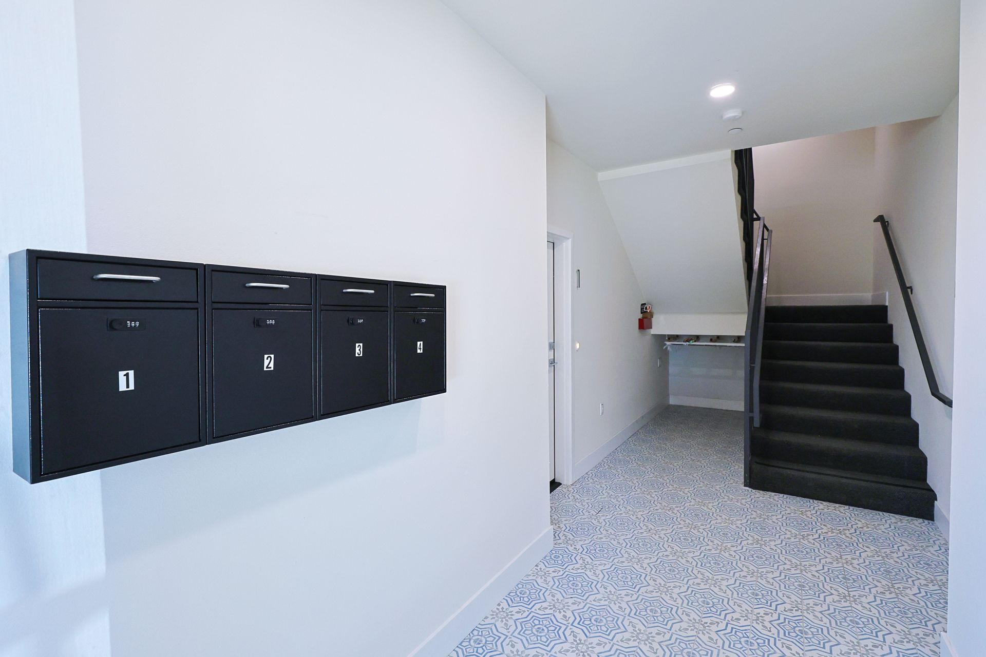 This image shows a stairs with white and black background.