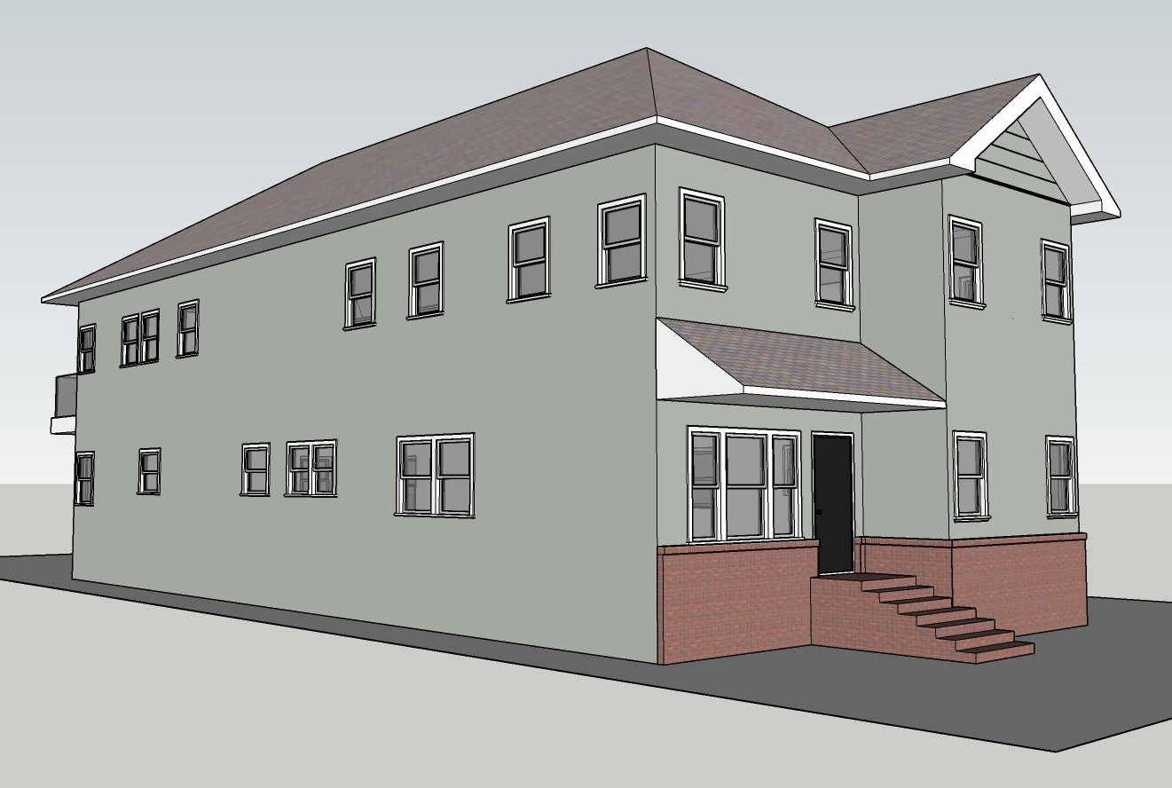 This image shows graphic of house having gray and brown color