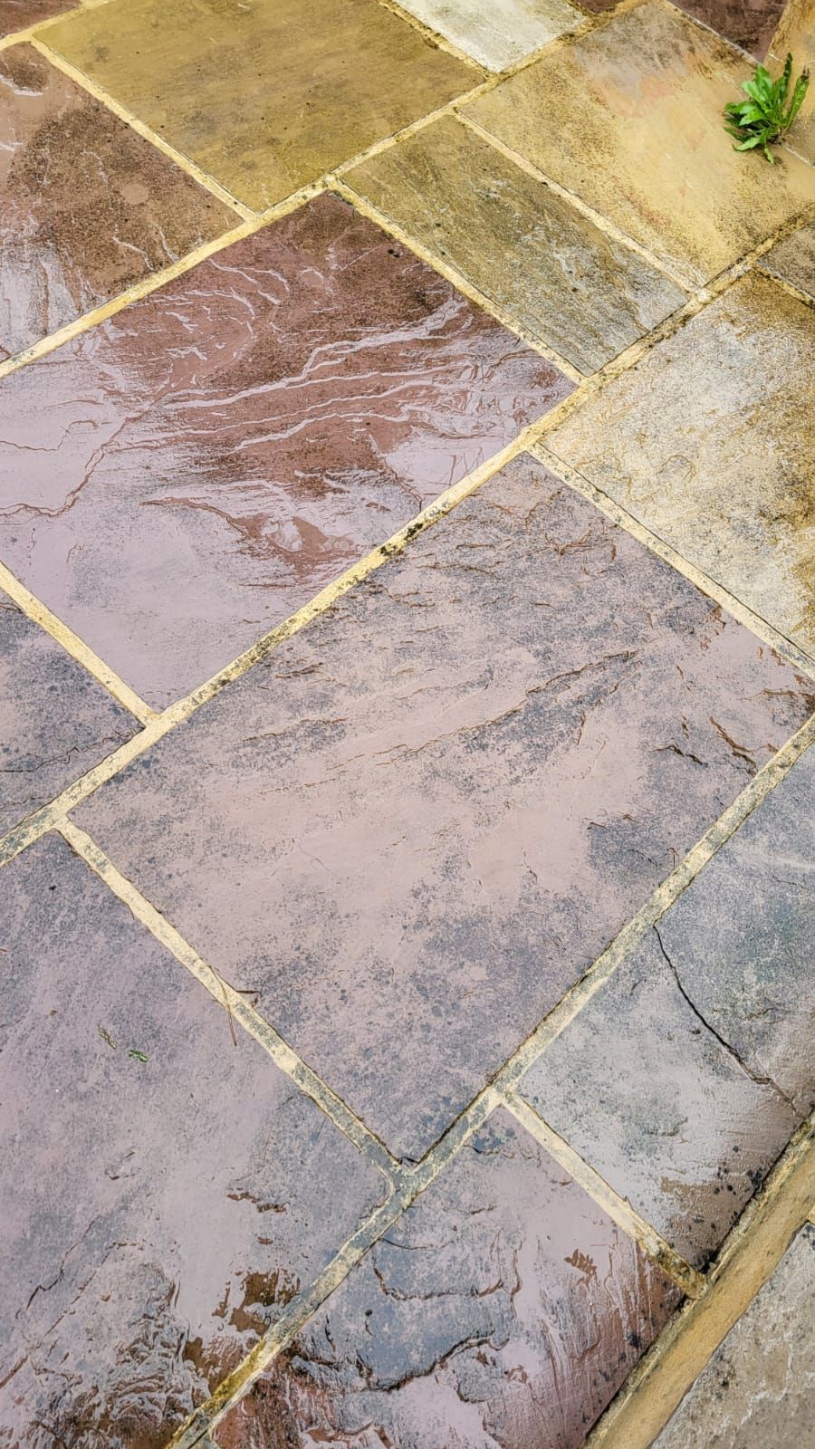Dirty paving slabs