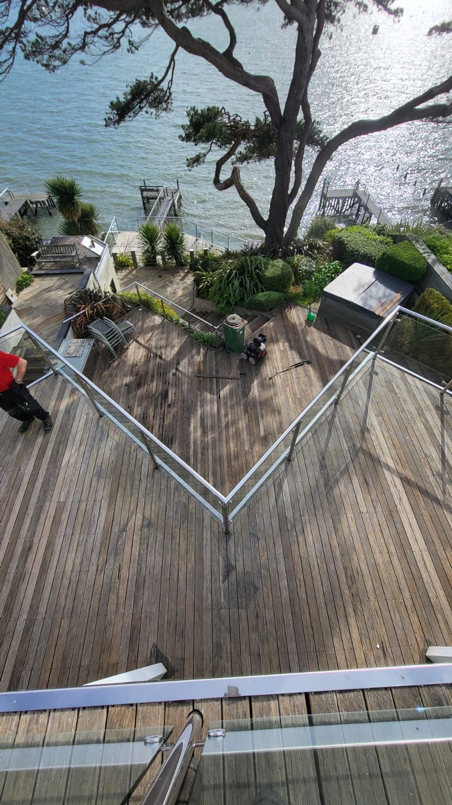 clean decking heading into the river