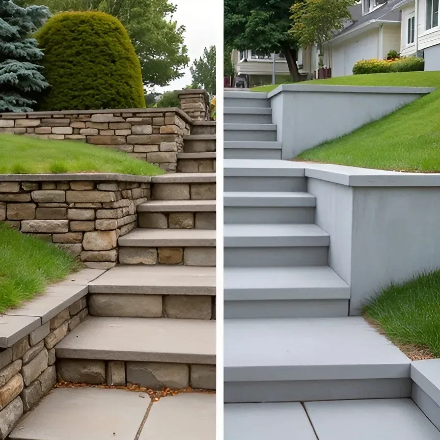 Rock vs. concrete retaining walls Baton Rouge