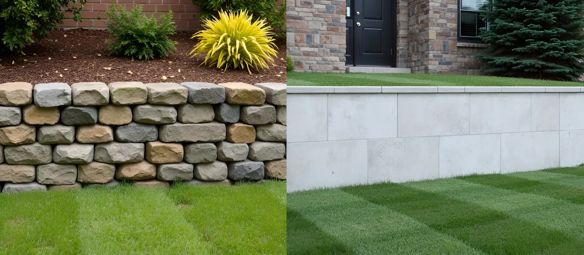 Rock vs. concrete retaining walls Baton Rouge