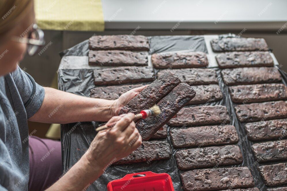 DIY homemade bricks and painting