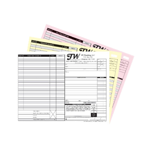 A stack of invoice forms with the letter w on them