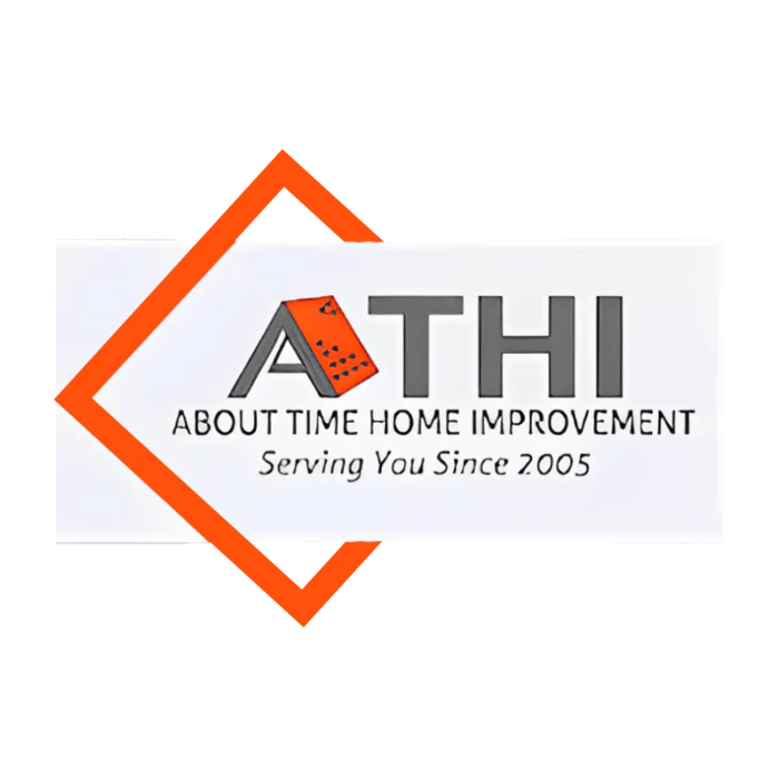 The logo for athi about time home improvement serving you since 2005