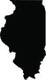 A black silhouette of the state of illinois on a white background.