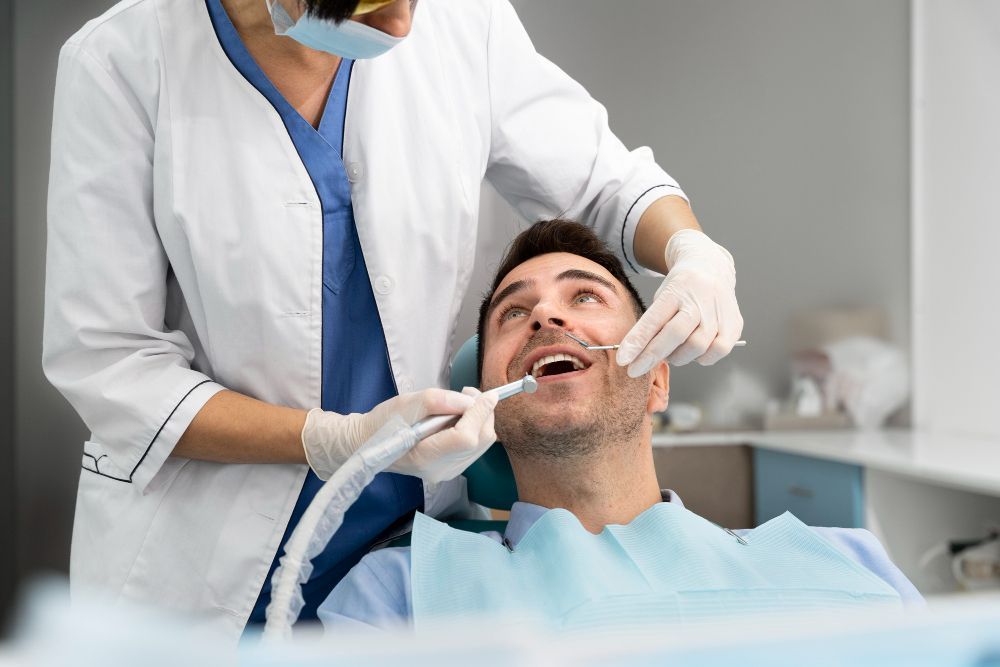 dentist doing a checkup to the patient