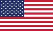 The flag of the United States with 50 white stars on a blue canton and 13 alternating red and white horizontal stripes.