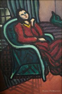 Girl in a Chair at Night 1947 (London) by Douglas MacDiarmid. Oil on canvas, 32 x 21cm.