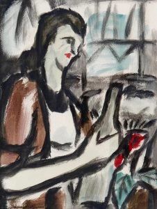 Femme avec du vin (Woman with wine) by Douglas MacDiarmid undated, watercolour, 32x24cm. Private collection, New Zealand. Image supplied by International Art Centre, Auckland