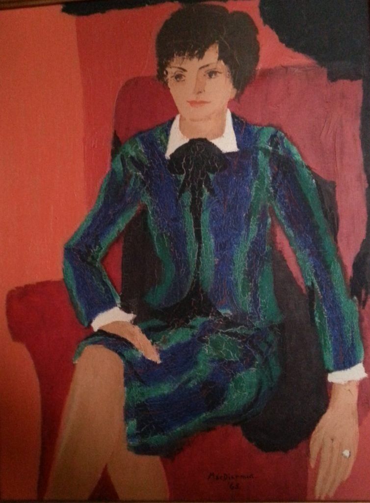 The author Dr Nelly Finet...Portrait of Nelly 1965 by Douglas MacDiarmid, oil on canvas. Finet family collection, Paris