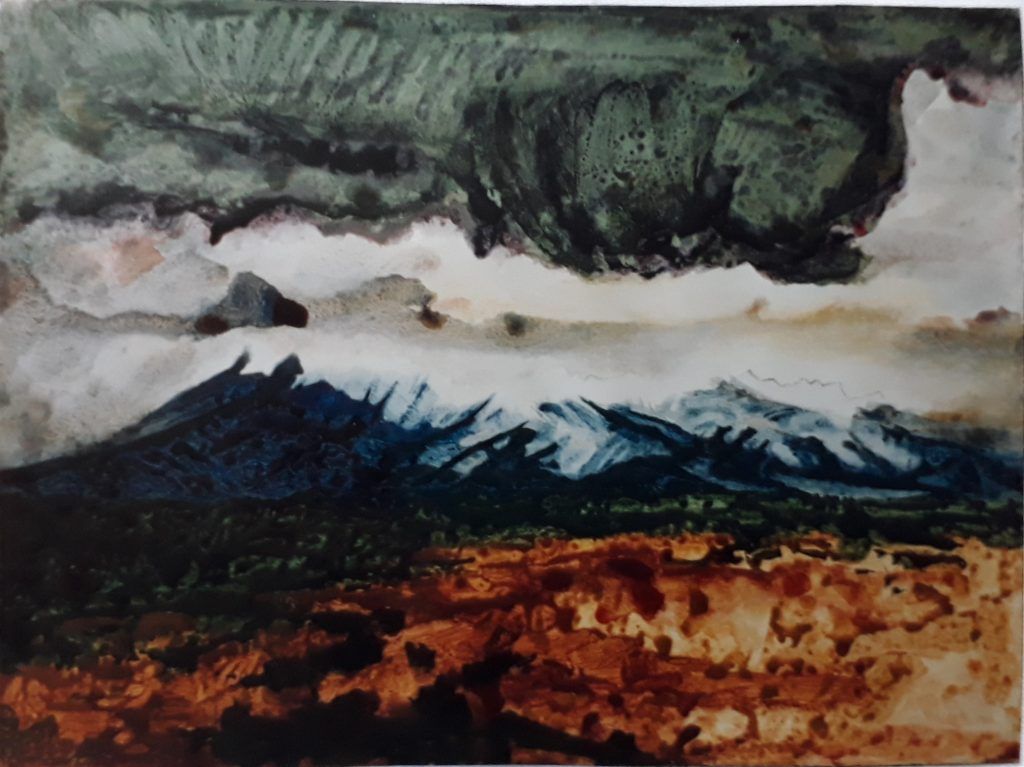 Ruapehu I (1990) by Douglas MacDiarmid, acrylic on paper, 77 x 66cm. Private collection, London.