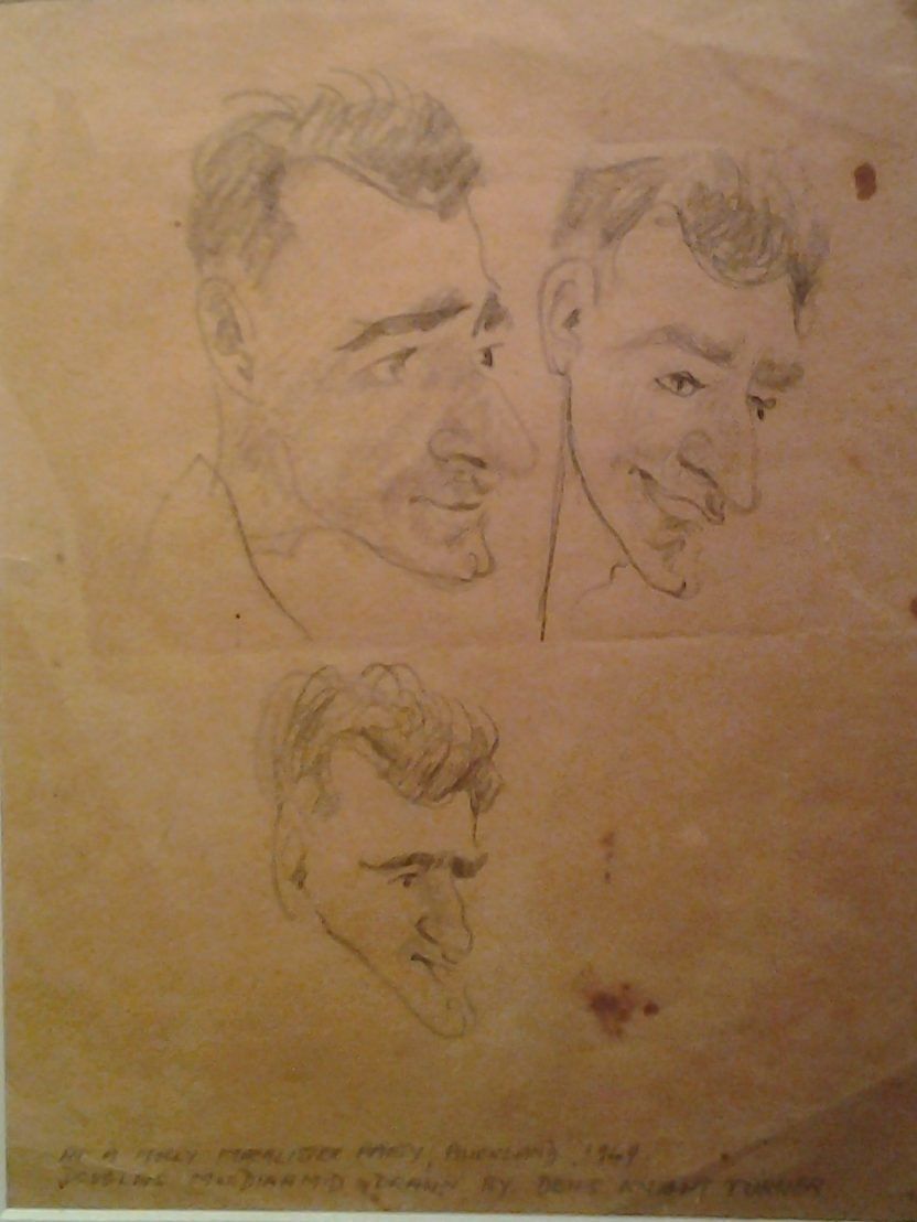Douglas MacDiarmid 1949 By Dennis Knight Turner Pencil drawings on brown paper, 39 x 48 cm Private collection, Auckland
