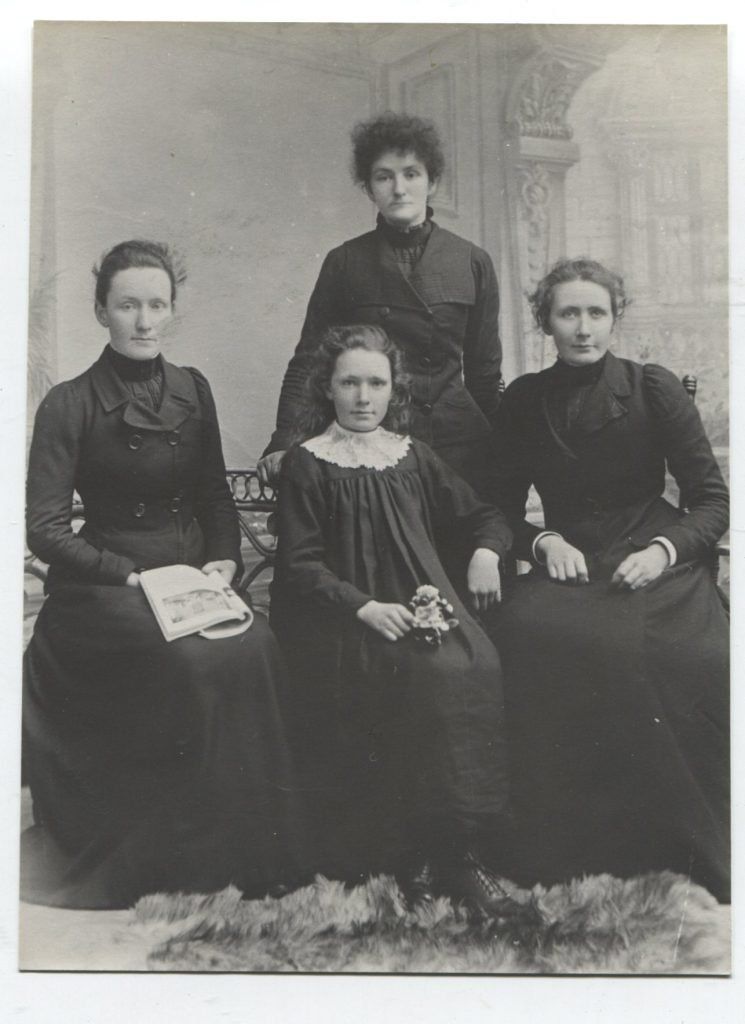 Douglas MacDiarmid's mother Mary (nee Tolme) with her older sisters.