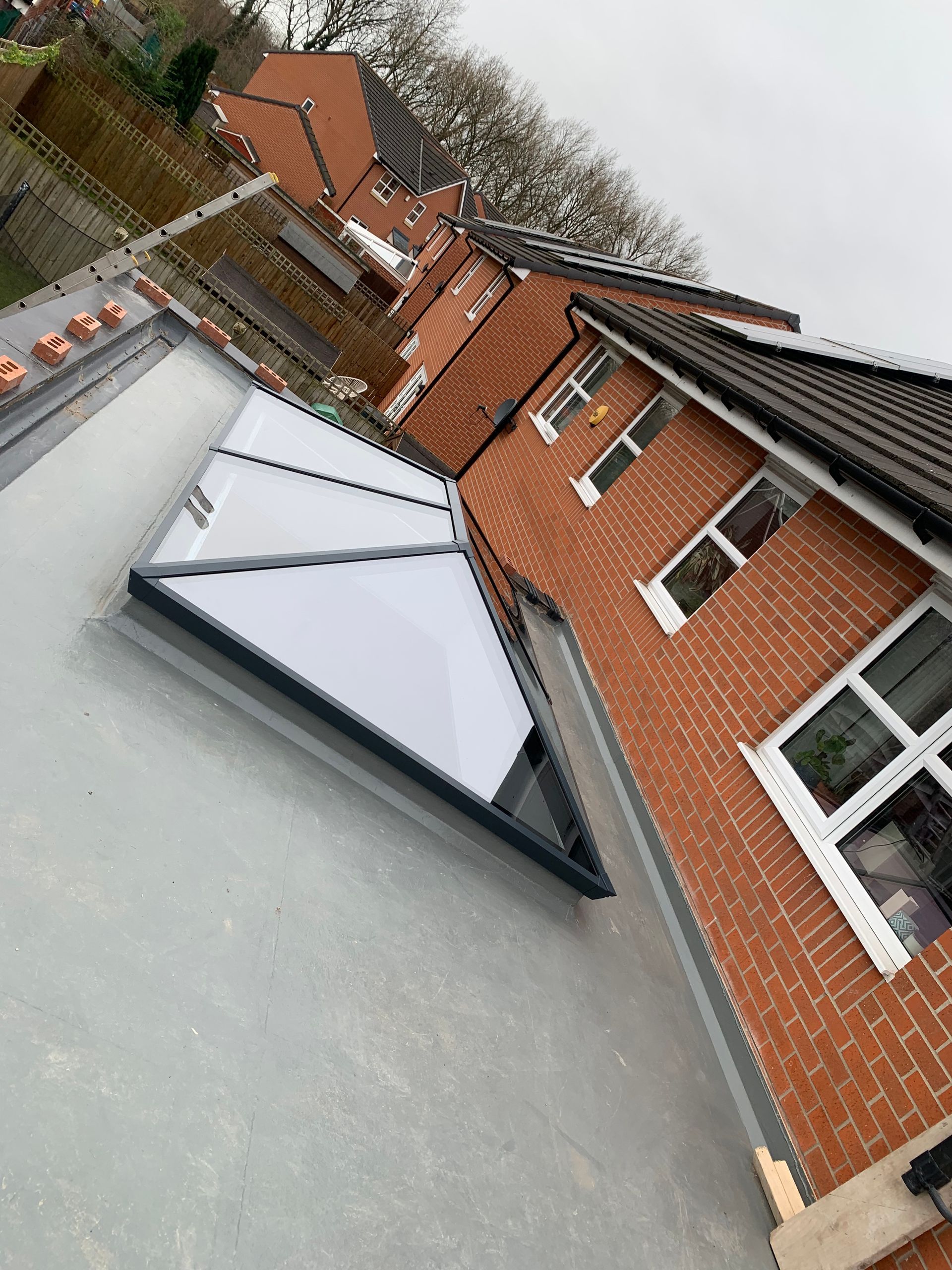 Aluminium Lantern roof installed for a builder, ultra sleak, highly ennergy efficient.