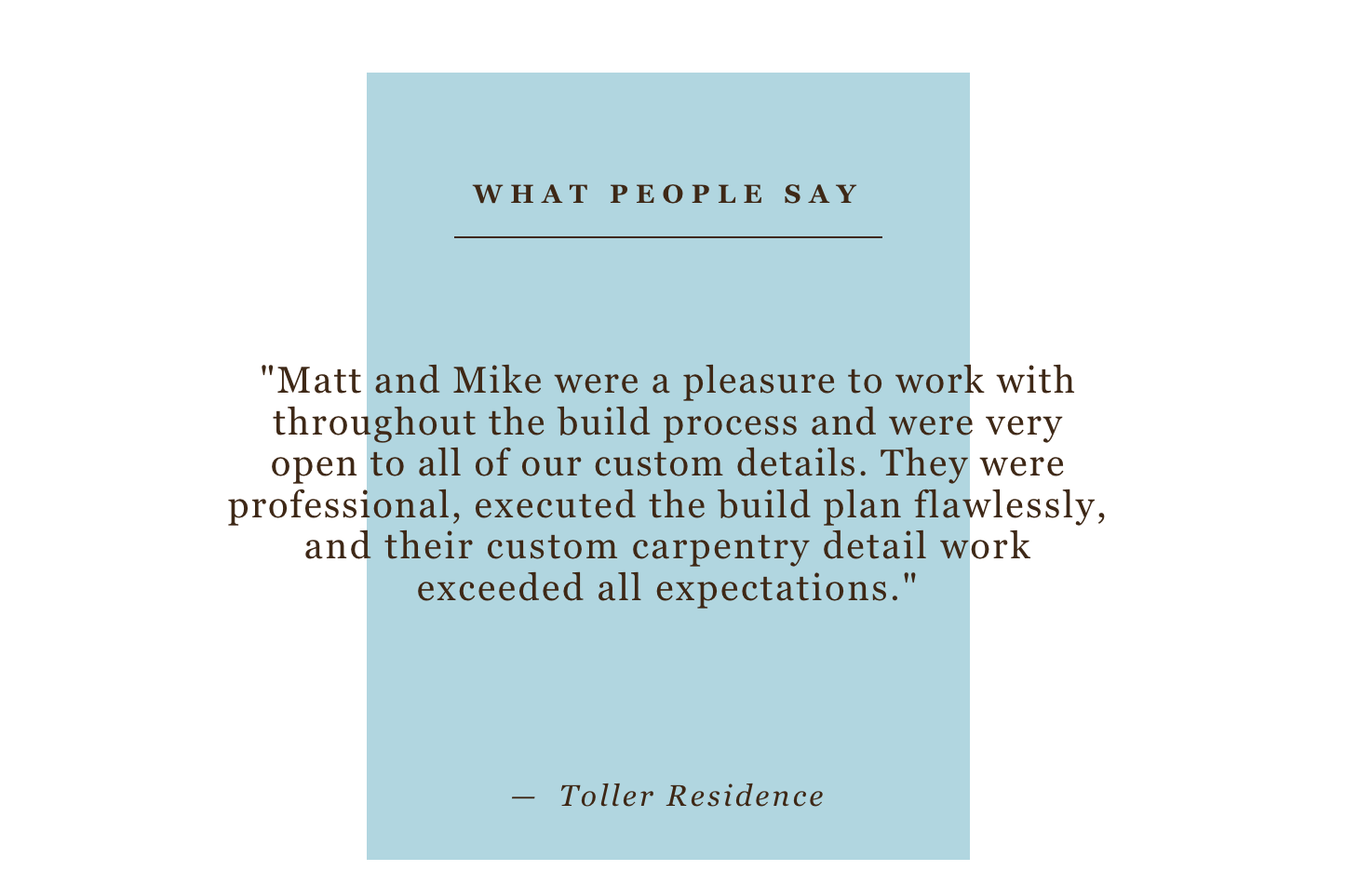 A card that says what people say on it