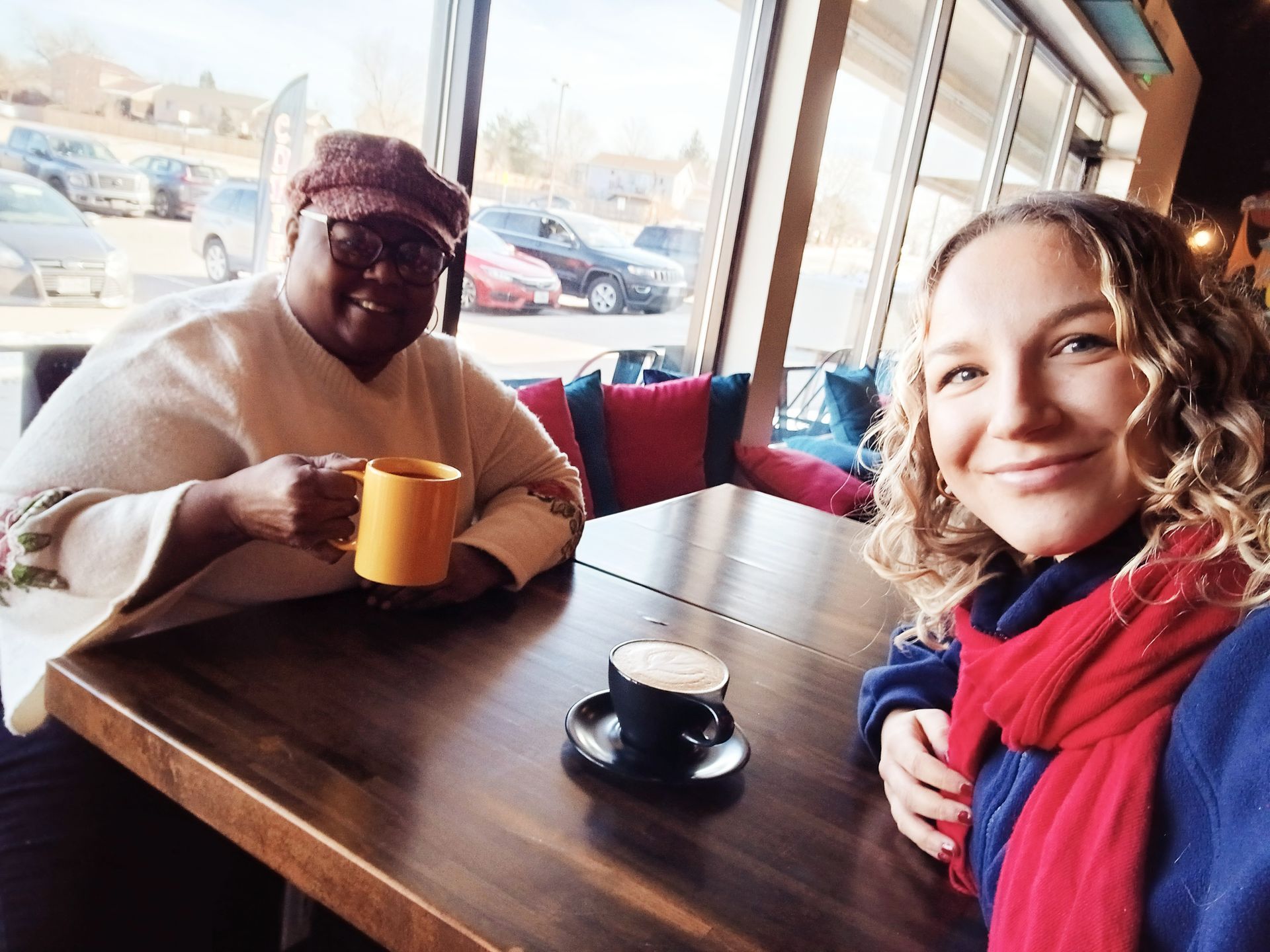 Two people enjoying coffee together