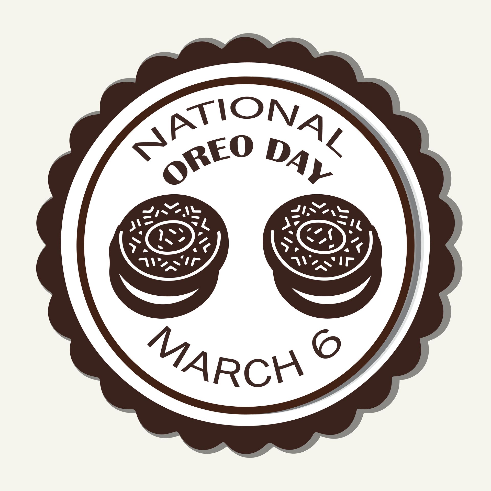National Oreo Day graphic with two Oreos and text: March 6.