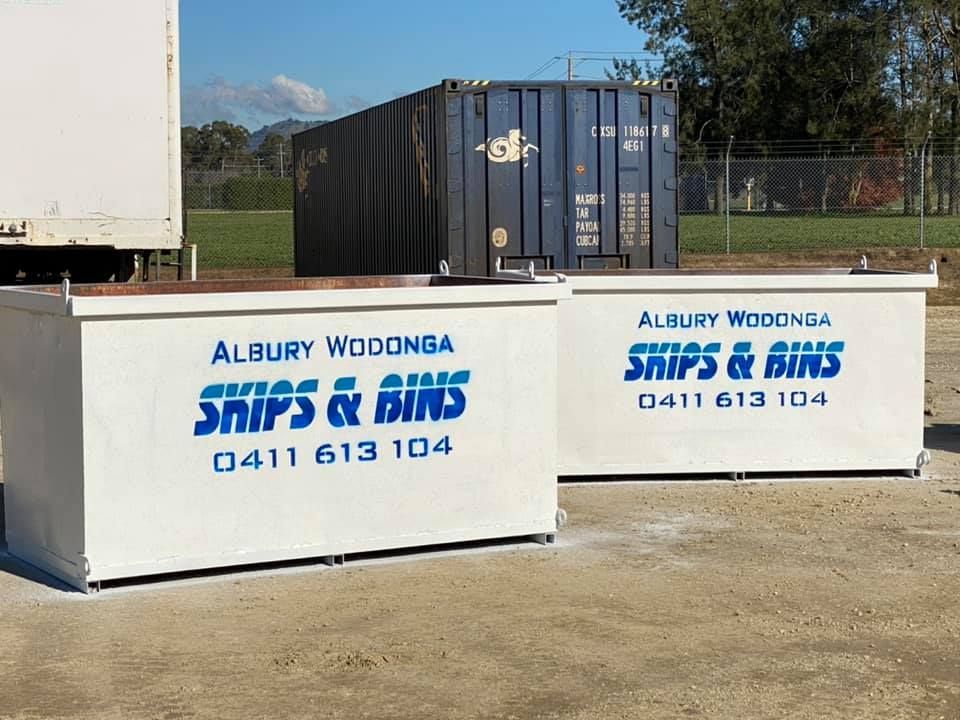 Two Bins For Ships And Bins Are Sitting Next To Each Other — Albury Wodonga Skips & Bins In Wodonga, VIC