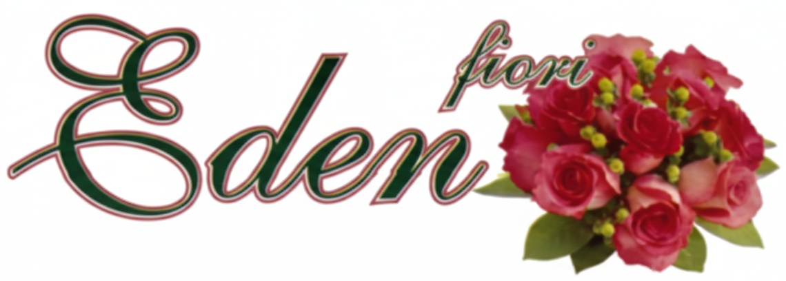 Logo di Eden Flowers con scritta in corsivo e bouquet di rose.