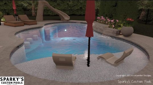 A rendering of a sparky 's custom pool