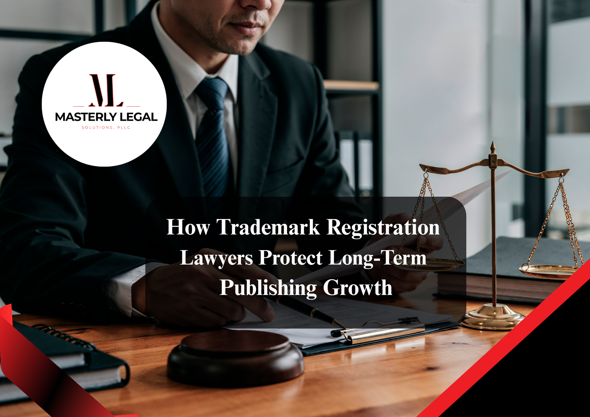 Trademark attorney helping client.