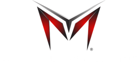 A red and black logo with the letter m on a white background.