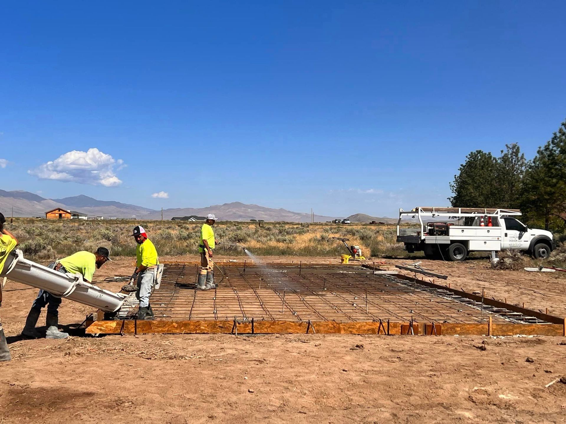 A group of construction workers are working on a construction site