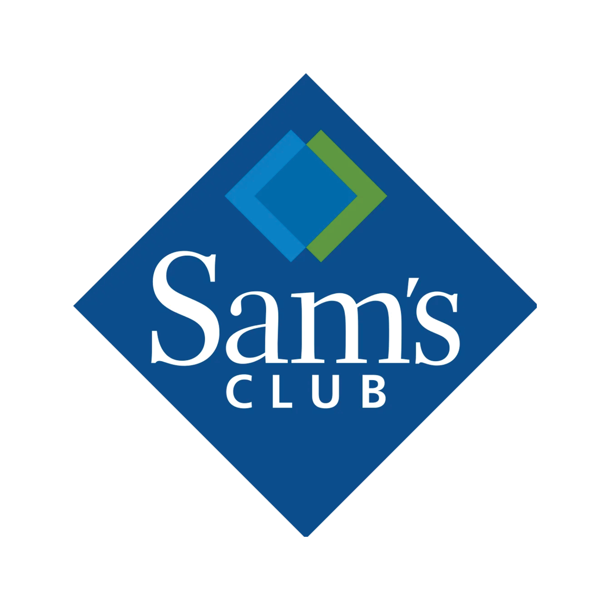 A blue and white logo for sam 's club