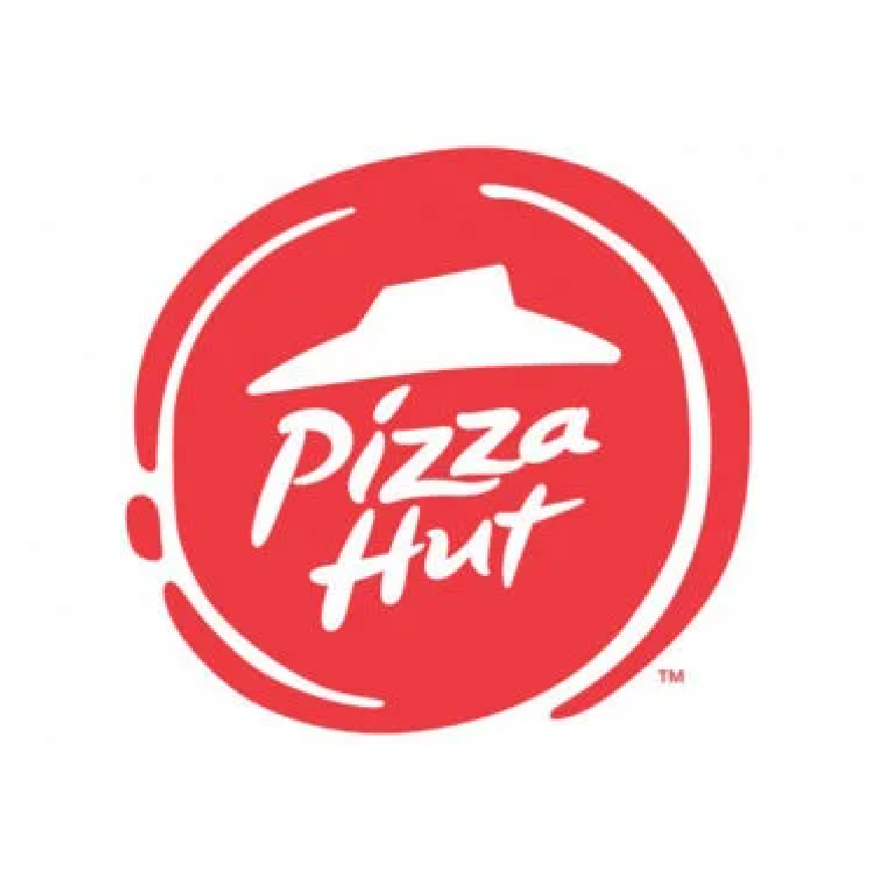 A pizza hut logo is shown on a white background