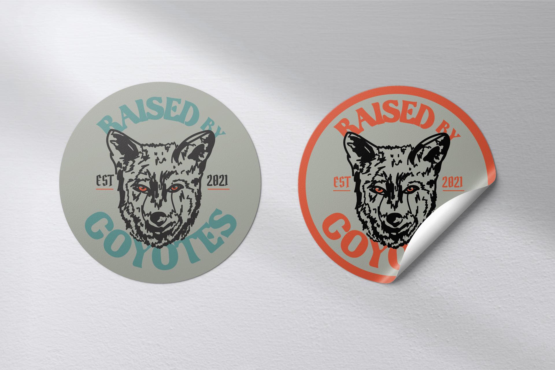 Raised by Coyotes illustrated stickers