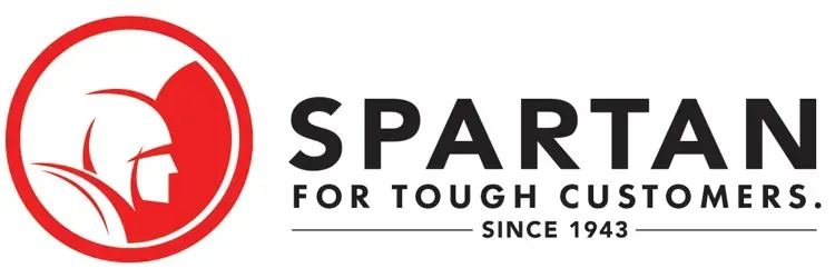 The logo for spartan for tough customers since 1943