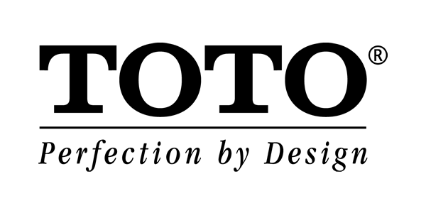The toto logo is black and white and says perfection by design.