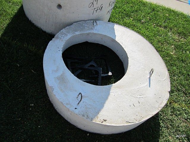 A concrete ring with the number 2 on it