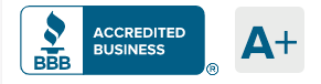 A blue sign that says accredited business a+